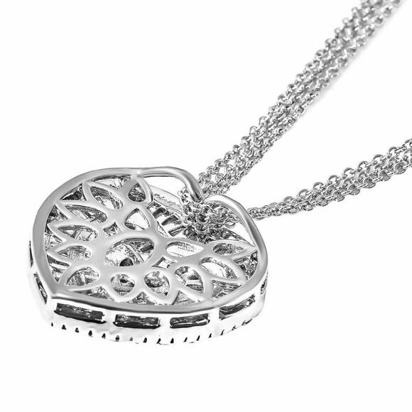 Simulated Diamond Heart Pendant Silver Adjustable Necklace New - Picture 5 of 8